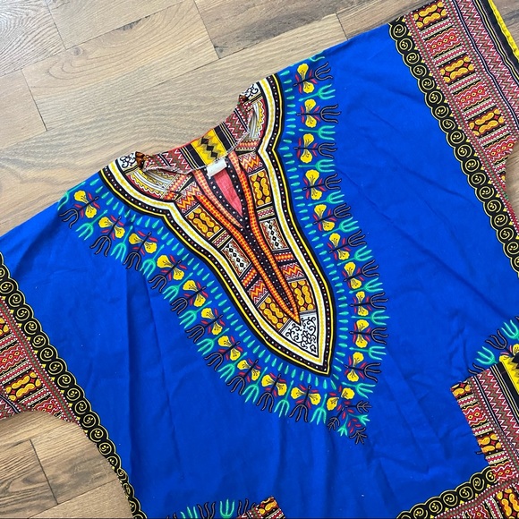 Dashiki Top Blue Yellow Shirt Size Large - Picture 6 of 15